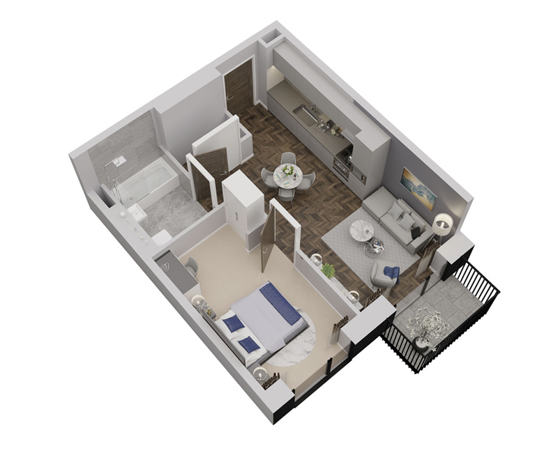 West One 1-bed Floorplan