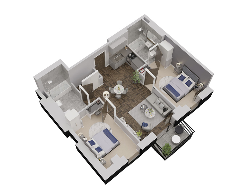 West One 2-bed Floorplan